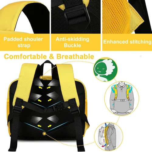 Vista 7 de Mochila infantil para niños y niñas, bolsas de libros preescolares 3D de dibujos animados para guardería, Fútbol - Verde, Mochilas Daypack
