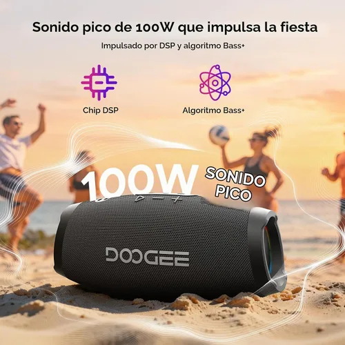 Vista 3 de Wild Boom - Altavoz Bluetooth portátil con luces RGB, color negro
