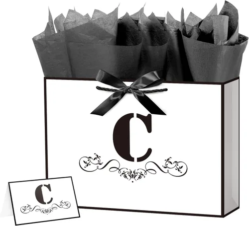 Vista 40 de ysmile Bolsa de regalo de letras con papel de envoltura para hombres, mujeres, niños y niñas, bolsa de papel grande de 16 pulgadas, color blanco
