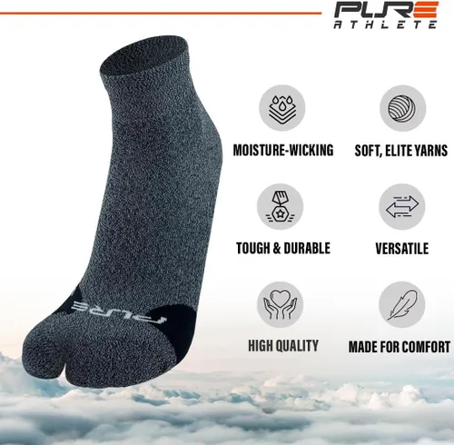 Vista 4 de Pure Athlete Calcetines de alivio de juanetes – Calcetines correctores de juanetes hasta el tobillo para hombres y mujeres, diseño de punta dividida