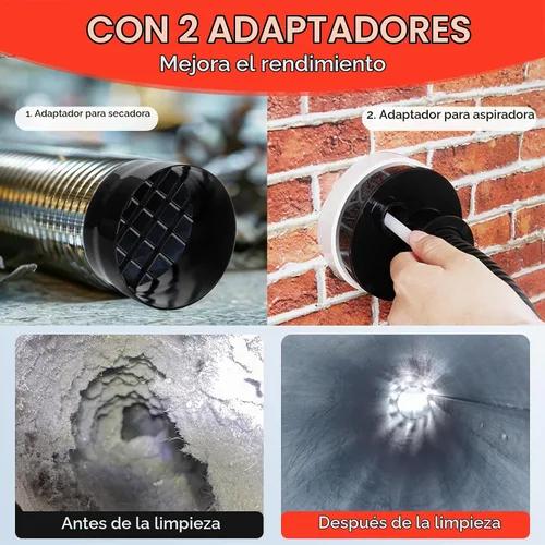Vista 3 de BLuesea Kit de limpieza de ventilación de secadora, kit de limpieza de secadora de 15 piezas, incluye cepillo de ventilación de secadora de 30 pies