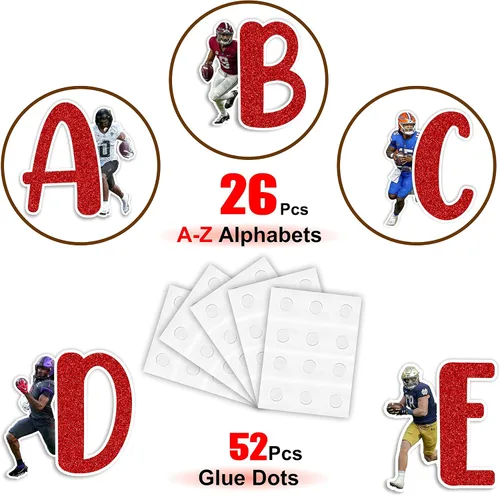 Vista 4 de Seyal® Adhesivo de pared con alfabeto de fútbol americano A-Z