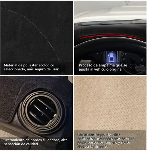 Vista 5 de Funda para salpicadero Alfombrilla personalizada para consola central interior Compatible con Toyota Tacoma 2016-2023 Funda para salpicadero Negro