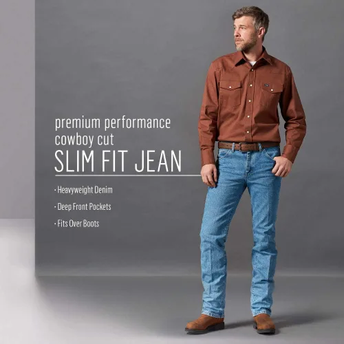 Vista 5 de Wrangler Men's Premium Performance Cowboy Cut Comfort Wicking Slim Fit Jean