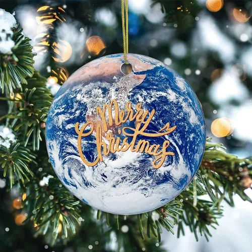 Vista 2 de Adornos para árbol de Navidad, Universo y planetas, adorno de Navidad, adorno de recuerdo, decoración del hogar, colgantes colgantes de estrellas