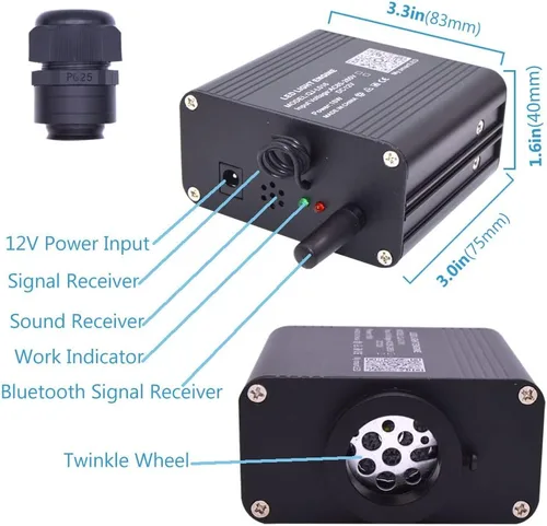 Vista 6 de Twinkle Starlight - Kit de luces LED de estrella para techo, RGBW, Bluetooth, control de aplicación, modo de música, luces de fibra óptica