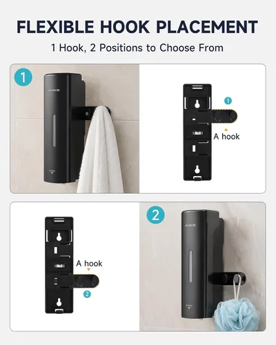 Vista 4 de AIKE EasyPush - Dispensador de jabón líquido para montaje en pared Negro
