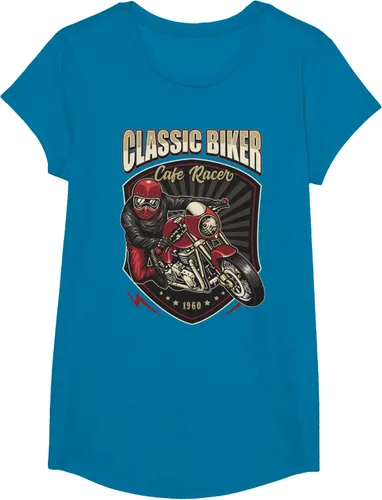 Vista 45 de Camiseta de motocicleta clásica Biker Cafe Racer para hombre, Negro, S