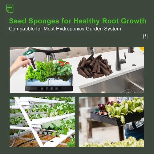 Vista 5 de YBB 100 esponjas de cultivo, esponjas hidropónicas de iniciación de semillas compatibles con Aerogarden, tapones de arranque rápidos para sistema