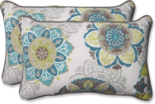 Vista 17 de Pillow Perfect Almohada decorativa floral para interiores y exteriores, relleno de felpa, resistente a la intemperie y a la decoloración, lumbar