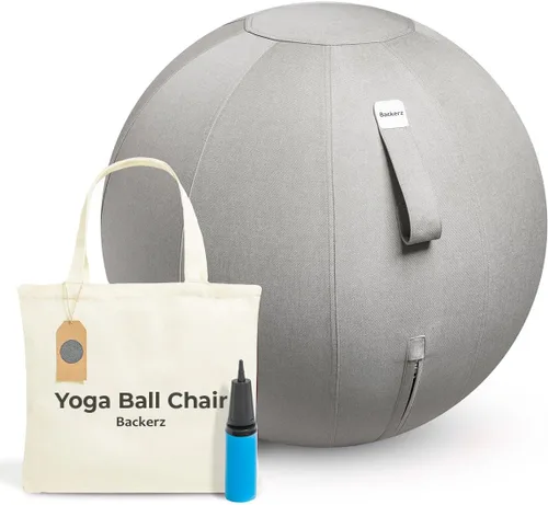 Vista 11 de Backerz Balance Ball Chair for Office & Home - Ergonomic Exercise Ball for Posture & Back Pain Relief, Yoga Ball Chair - Sitting Ball with Washable