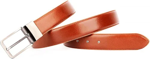 Vista 3 de thuizen Cinturón reversible de cuero genuino hecho a mano para hombre, color marrón