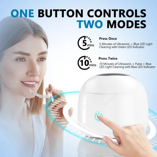 Vista 2 de Máquina limpiadora ultrasónica de retenedores ultrasónicos, 45 kHz, 6.8 fl oz, portátil, ultra sónico, para retenedores dentales, protectores