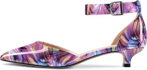 Vista 2 de Aachcol Sandalias de tacón bajo con correa de tobillo para mujer, zapatos de vestir, para fiesta, oficina, boda, 1.5 pulgadas