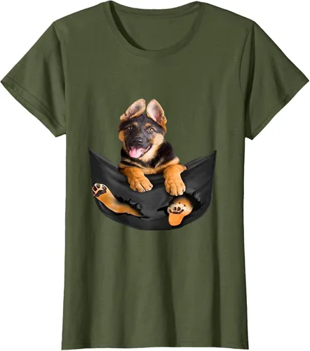 Vista 96 de Dog Lovers Gifts - Camiseta divertida con cara de perro con bolsillo, Negro, S