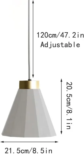 Vista 4 de Luces colgantes de cemento industrial vintage, lámpara colgante de hormigón gris de mediados de siglo con acabado dorado, cable ajustable E27/E26