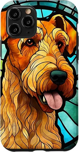 Vista 29 de Airedale Terrier Dog Stained Glass Case for iPhone 17