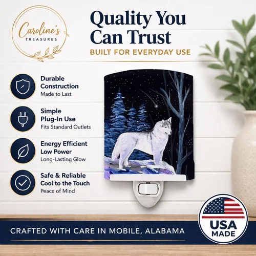 Vista 6 de Caroline's Treasures SS8400CNL - Luz nocturna de cerámica con forma de husky siberiano de noche estrellada, compacta, certificación UL, ideal