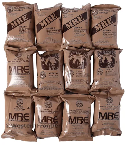 Vista 2 de Mre 2018 Inspector de fechas de comidas,listo para comer, caja de 12 genuino excedente US Militar.