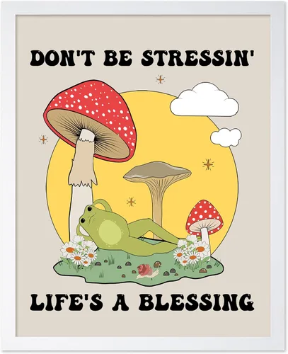 Vista 25 de Poster Master All That Is Meant To Be Poster - Retro Frog on Mushroom Print - Meditation Art - Motivational Design - Preppy Print - Trendy Decor