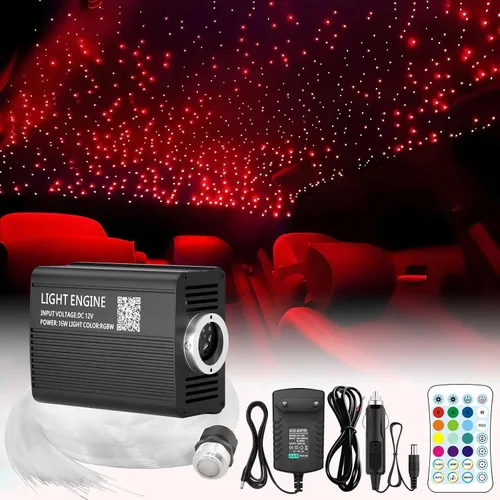 Vista 9 de Kit de luz de doble puerto 32W Twinkle Meteor 2 en 1 Starlight Headliner con 1200 piezas de cable de fibra óptica de 9.8 pies RGBW fuente de luz
