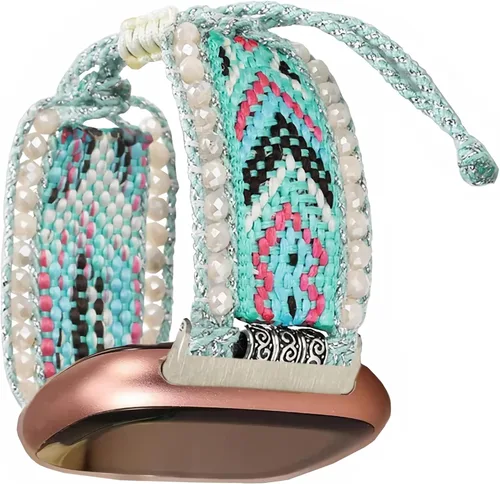 Vista 5 de Correa de nailon trenzada estilo bohemio retro compatible con Fitbit Versa 3/Versa 4/Sense 2/Fitbit Sense Bandas para mujeres y hombres, correa