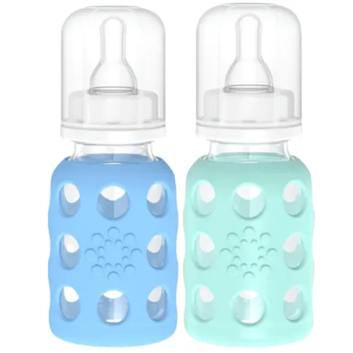 Vista 21 de Lifefactory Biberón de vidrio sin BPA Funda protectora de silicona Paquete de 2 de 4 onzas melón, plátano