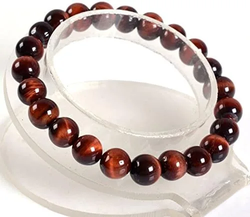 Vista 2 de Justinstones Pulsera de gemas semipreciosas de cuentas redondas de 8 mm, pulsera de 7 pulgadas diseño de gemas semipreciosas, unisex