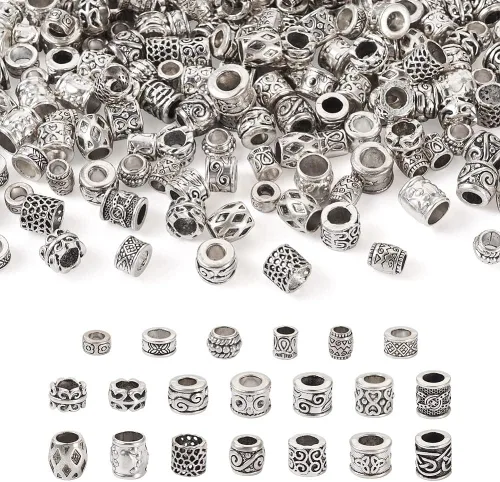Vista 21 de Craftdady 600 cuentas espaciadoras tibetanas de 10 estilos, colores mezclados, aleación de metal, dijes para pulseras, collares, suministros