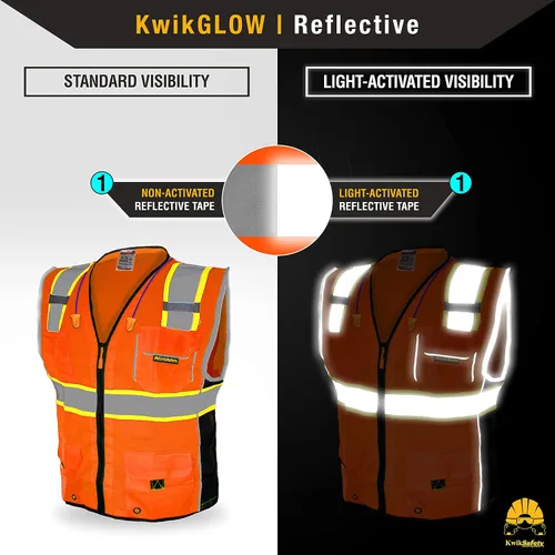 Vista 3 de KwikSafety - Charlotte, NC - Chaleco de seguridad clásico y supremo [bolsillo gigante] Clase 2 Trabajo PPE ANSI probado OSHA Cumple con OSHA