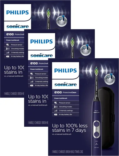 Vista 10 de Philips Sonicare ProtectiveClean 6100 - Cepillo de dientes eléctrico recargable, con sensor de presión, 3 modos de limpieza, SmarTimer y QuadPacer
