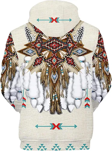 Vista 3 de Sudaderas con capucha para hombre, estilo étnico, impresión digital 3D, suéter sin botones con capucha