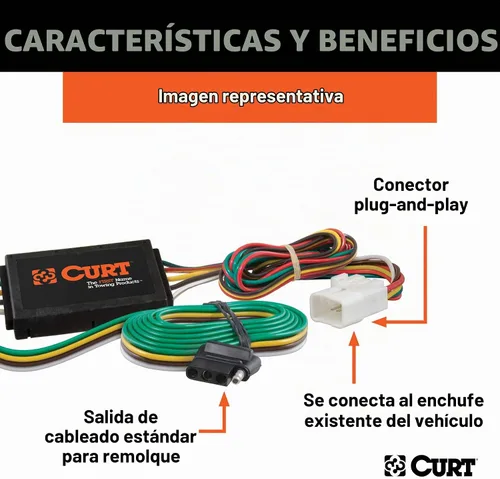 Vista 6 de CURT 13146 Class 3 Trailer Hitch & CURT 56192 Arnés de cableado de remolque personalizado para el lado del vehículo de 4 pines para Honda Pilot