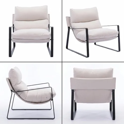 Vista 7 de Ya-Home Mid-Century - Silla decorativa, silla de lectura tapizada de Beige