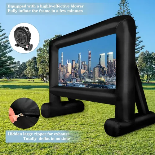 Vista 6 de Proyector inflable de 14 pies para exterior, pantalla de proyector inflable Proyección frontal/trasera para patio trasero, noche de cine al aire