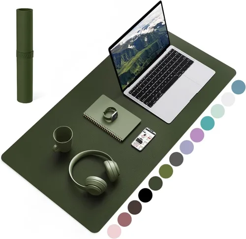Vista 23 de YSAGi Alfombrilla de Escritorio de Cuero Antideslizante, Alfombrilla de Teclado para Escritorio de Computadora Portátil Impermeable, Protector