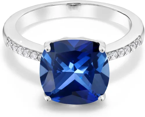 Vista 36 de Gem Stone King Anillo de compromiso de plata de ley 925 con piedra preciosa de corte cojín de 0.39 pulgadas Anillo de compromiso de aniversario