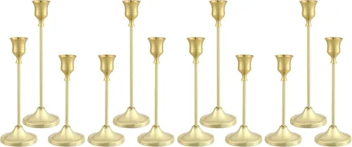 Vista 9 de Portavelas, 6 piezas de portavelas cónicos de metal, portavelas negros para candelabros, portavelas para boda, chimenea, mantel, regalo