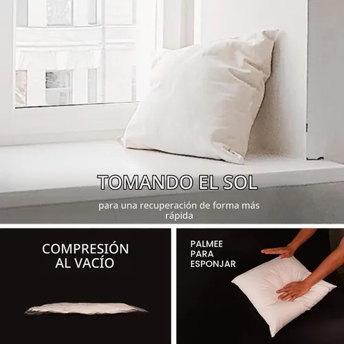 Vista 5 de EDOW - Juego de 2 almohadas de lujo con relleno de plumón suave de poliéster con forma cuadrada, decorativas, relleno de almohada, funda de algodón