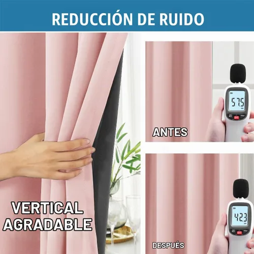 Vista 6 de H.VERSAILTEX Cortinas 100% opacas para dormitorio con forro negro, cortinas de oscurecimiento de habitación completa, con aislamiento térmico Rosa
