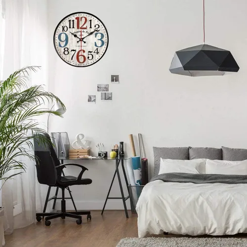 Vista 5 de YeYo Reloj de pared simple de estilo europeo de madera MDF impermeable, decoración artística silenciosa para decoración del hogar, sala de estar