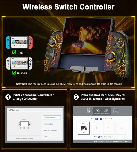 Vista 5 de Gamtoure Wireless Switch Controller for Nintendo SwitchOLED, Handheld Switch Controller Replacement for Joycon, Hall Effect