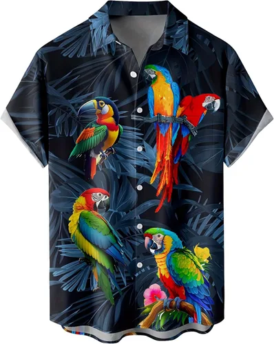 Vista 76 de Camisas tropicales con botones para hombre, camisas hawaianas de manga corta, casuales para vacaciones, camisas de playa holgadas Beige-playa escena