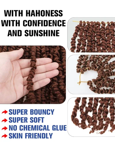 Vista 4 de Paquete de 8 paquetes de cabello de ganchillo súper corto de 6 pulgadas para mujeres negras y niños, extensiones de cabello pretrenzado suave