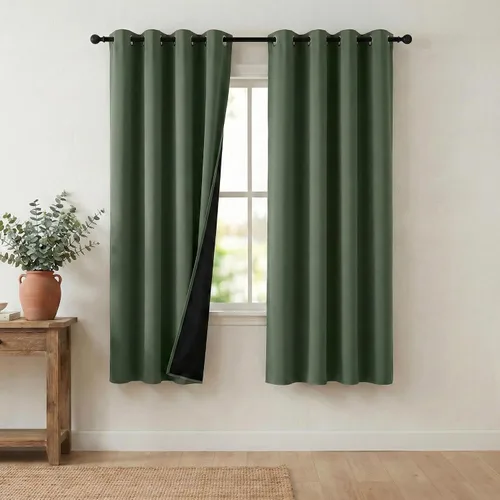 Vista 33 de NICETOWN Cortinas 100% Opacas Cortas de 36 Pulgadas de Largo para Dormitorio, Privacidad Aislamiento Térmico con Ojales Cortinas de Ventana