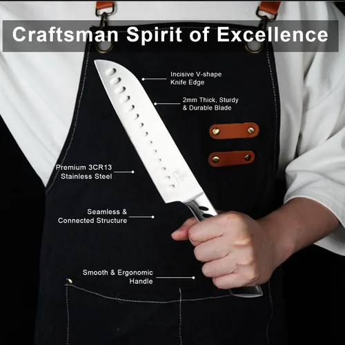 Vista 7 de CHUSHIJI Juego de cuchillos de cocina de 3 piezas Juego de cuchillos de chef profesional con cuchillo de chef de 8 pulgadas, cuchillo Santoku de 7