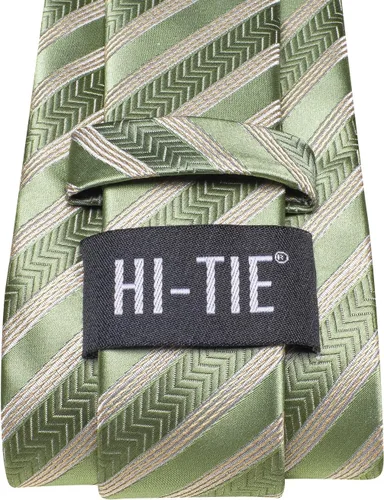 Vista 276 de Hi-Tie Corbatas de seda para hombre, diseño de cachemira a rayas, con bolsillo, gemelos cuadrados, conjunto formal de negocios