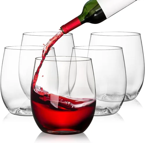 Vista 3 de Tebery Paquete de 32 Copas de Vino de Plástico Irrompible Sin Tallo, 12 Oz Vasos Transparentes Resistentes para Beber Copas de Vino, Desechables