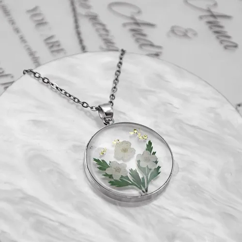 Vista 41 de Pressed Flower Necklace Gift for Women Personalized Handmade Necklaces Birth Flower Necklace