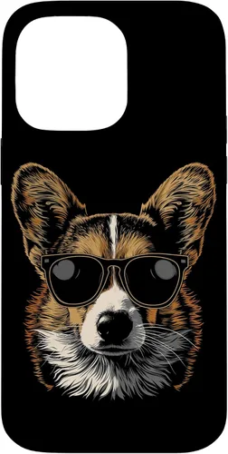 Vista 18 de iPhone 16 Corgi con gafas de sol divertido perro mamá papá Corgi caso